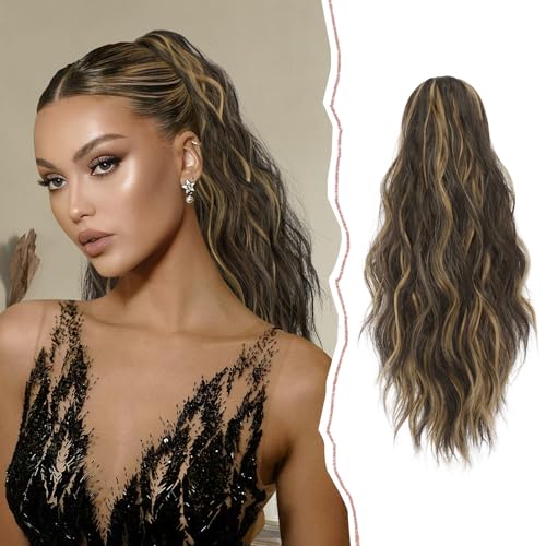 Sofeiyan Pferdeschwanz Haarteil mit Klammer, Lange Gewellt Pferdeschwanz Verlängerung Claw Clip in Ponytail Haarverlängerung Natürliche Synthetische Ponytail Extension für Frauen, 45cm von Sofeiyan