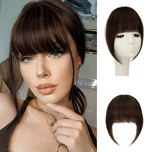 Sofeiyan Bangs Clip in 100% Remy Echthaar Fringe Bangs One Piece Human Hair Clip in Pony Fringe Extensions Natürliche Bangs with Tempel Haarteile Echthaar Haarverlängerung für Frauen von Sofeiyan