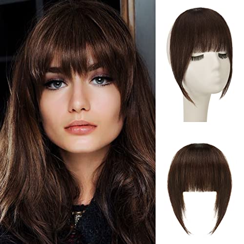 Sofeiyan Bangs Clip in 100% Remy Echthaar Fringe Bangs One Piece Human Hair Clip in Pony Fringe Extensions Natürliche Bangs with Tempel Haarteile Echthaar Haarverlängerung für Frauen von Sofeiyan