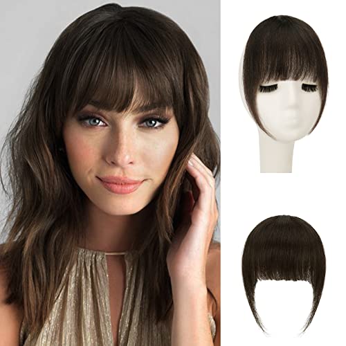 Sofeiyan Bangs Clip in 100% Remy Echthaar Fringe Bangs One Piece Human Hair Clip in Pony Fringe Extensions Natürliche Bangs with Tempel Haarteile Echthaar Haarverlängerung für Frauen von Sofeiyan