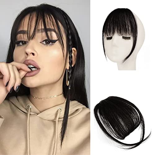 Sofeiyan Bangs Clip in 100% Remy Echthaar Fringe Bangs One Piece Human Hair Clip in Pony Fringe Extensions Natürliche Bangs with Tempel Haarteile Echthaar Haarverlängerung für Frauen von Sofeiyan