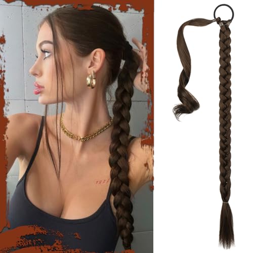 Sofeiyan Braid Extensions Pferdeschwanz Verlängerung mit Haargummi 76cm Lange Geflochtener Ponytail Verlängerung Natürliches Haarverlängerung Synthetisches Zopf Haarteil für Damen von Sofeiyan