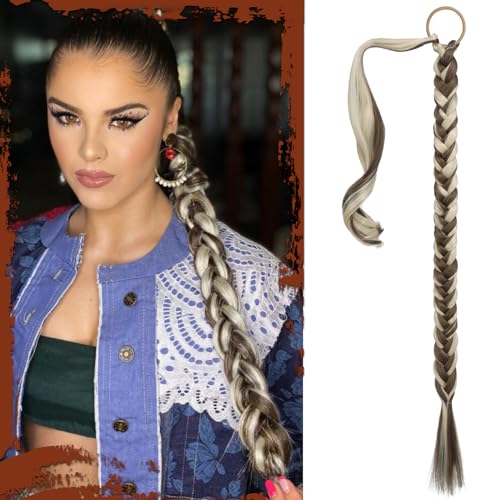 Sofeiyan Braid Extensions Pferdeschwanz Verlängerung mit Haargummi 76cm Lange Geflochtener Ponytail Verlängerung Natürliches Haarverlängerung Synthetisches Zopf Haarteil für Damen von Sofeiyan