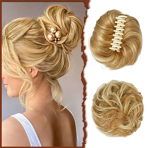 Sofeiyan Claw Clip Unordentlicher Dutt Haarteil Welliges lockiges Haar Brötchen Clip in Kralle Chignon Ponytail Haarteile Synthetische Tousled Updo Haarverlängerungen Scrunchie Haarteil für Frauen von Sofeiyan