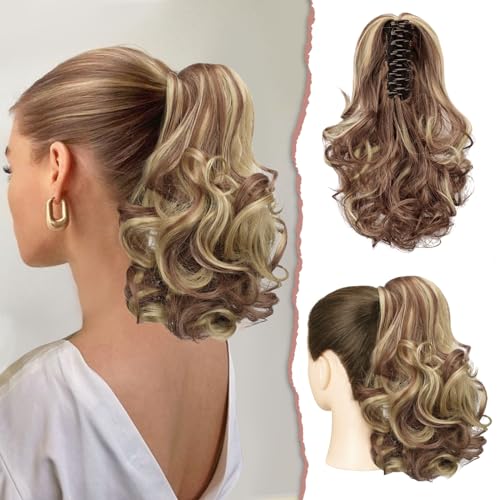 Sofeiyan Pferdeschwanz Verlängerung 28cm Klaue Clip in Pferdeschwanz Haarverlängerungen Kurz Lockig Gewellt Pferdeschwanz Extensions Synthetisches Haarteil für Frauen, Braun & Blond Sofeiyan Pferdeschwanz Verlängerung 28cm Klaue Clip in Pferdeschwanz Haarverlängerungen Kurz Lockig Gewellt Pferdeschwanz Extensions Synthetisches Haarteil für Frauen, Braun & Blond von Sofeiyan