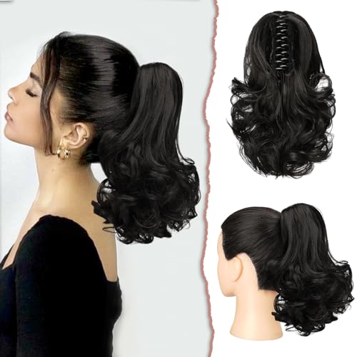 Sofeiyan Pferdeschwanz Verlängerung 28cm Klaue Clip in Pferdeschwanz Haarverlängerungen Kurz Lockig Gewellt Pferdeschwanz Extensions Synthetisches Haarteil für Frauen,Dunkelstes Braun Neigt zu Schwarz Sofeiyan Pferdeschwanz Verlängerung 28cm Klaue Clip in Pferdeschwanz Haarverlängerungen Kurz Lockig Gewellt Pferdeschwanz Extensions Synthetisches Haarteil für Frauen,Dunkelstes Braun Neigt zu Schwarz von Sofeiyan