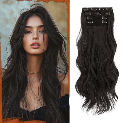 Sofeiyan Clip in Extensions, 4PCS 50 cm Lange Gewellte Haarverlängerungen für Frauen Natürlich Wellig Schwarzbraun Weiche Synthetische Clip in Haarteile für Tägliche Party Sofeiyan Clip in Extensions, 4PCS 50 cm Lange Gewellte Haarverlängerungen für Frauen Natürlich Wellig Schwarzbraun Weiche Synthetische Clip in Haarteile für Tägliche Party von Sofeiyan