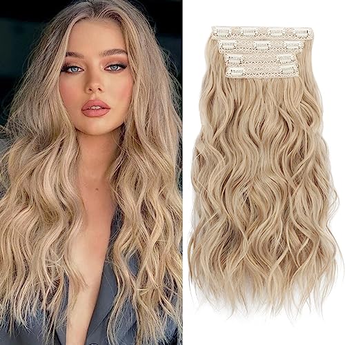 Sofeiyan Clip-in Extensions - 4 Stück Lange Gewellte Synthetische Haarverlängerung, Natürliche Faser, Weich, Spitze Schuss, 50cm für Frauen von Sofeiyan