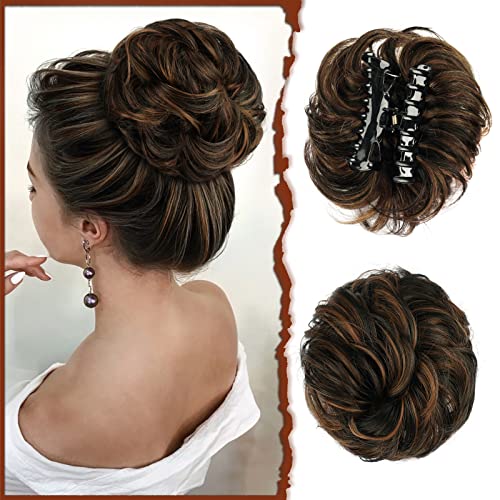 Sofeiyan Haarteil mit Klammer, Dutt Clip in Klaue Haarverlängerung Hochsteckfrisuren Wellenförmig Gelockt Haarklammer chignon Voluminös haarteil unordentlicher dutt extensions für Damen von Sofeiyan