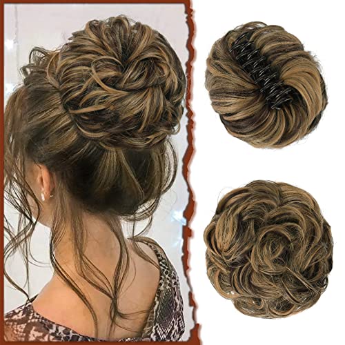 Sofeiyan Haarteil mit Klammer, Dutt Clip in Klaue Haarverlängerung Hochsteckfrisuren Wellenförmig Gelockt Haarklammer chignon Voluminös haarteil unordentlicher dutt extensions für Damen von Sofeiyan