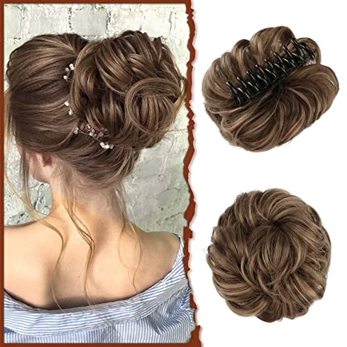 Sofeiyan Haarteil mit Klammer, Dutt Clip in Klaue Haarverlängerung Hochsteckfrisuren Wellenförmig Gelockt Haarklammer chignon Voluminös haarteil unordentlicher dutt extensions für Damen von Sofeiyan