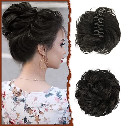 Sofeiyan Haarteil mit Klammer, Dutt Clip in Klaue Haarverlängerung Hochsteckfrisuren Wellenförmig Gelockt Haarklammer chignon Voluminös haarteil unordentlicher dutt extensions für Damen von Sofeiyan