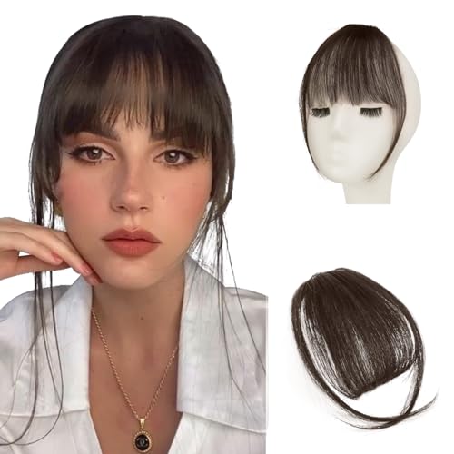 Sofeiyan Human Hair Clip in Pony Fringe Extensions Bangs Clip in 100% Remy Echthaar Fringe Bangs One Piecefür Frauen Mittelbraun von Sofeiyan