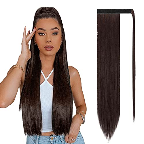 Sofeiyan Lang Pferdeschwanz Haarteil Glatt Haarverlängerung Verlängerung Clip Ponytail Extensions Wrap Around Synthetisch Haarteile Wie Echthaar Natürlich für Frauen-70cm von Sofeiyan