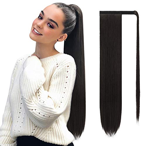 Sofeiyan Lang Pferdeschwanz Haarteil Glatt Haarverlängerung Verlängerung Clip Ponytail Extensions Wrap Around Synthetisch Haarteile Wie Echthaar Natürlich für Frauen-70cm von Sofeiyan