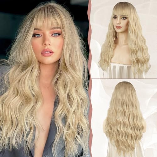 Sofeiyan 26 Zoll Lange Gewellt Haar Perücken für Frauen Ombre Blond Perücken mit Pony Natürlich Lockiges Synthetisches Haar Hitzebeständig Perücke für Party/Täglichen Gebrauch Sofeiyan 26 Zoll Lange Gewellt Haar Perücken für Frauen Ombre Blond Perücken mit Pony Natürlich Lockiges Synthetisches Haar Hitzebeständig Perücke für Party/Täglichen Gebrauch von Sofeiyan