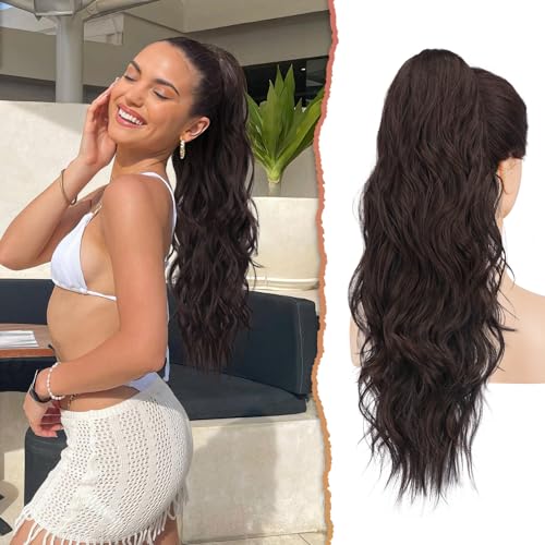 Sofeiyan Pferdeschwanz Haarteil, 66 cm Lange Pferdeschwanz Haarteil mit Kordelzug Gewellt Zopf Pferdeschwanz Verlängerung Synthetik Haarverlängerung Ponytail für Damen, Dunkelbraun & Dunkles Rotbraun Sofeiyan Pferdeschwanz Haarteil, 66 cm Lange Pferdeschwanz Haarteil mit Kordelzug Gewellt Zopf Pferdeschwanz Verlängerung Synthetik Haarverlängerung Ponytail für Damen, Dunkelbraun & Dunkles Rotbraun von Sofeiyan