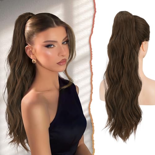 Sofeiyan Pferdeschwanz Haarteil Mit Kordelzug, 56 cm Lang Gewellt Zopf Haarverlängerung Synthetik Natürliches Kordelzug Verlängerung für Frauen, Braun & Rotbraun Sofeiyan Pferdeschwanz Haarteil Mit Kordelzug, 56 cm Lang Gewellt Zopf Haarverlängerung Synthetik Natürliches Kordelzug Verlängerung für Frauen, Braun & Rotbraun von Sofeiyan