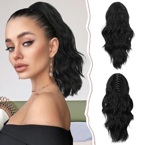 Sofeiyan Pferdeschwanz Verlängerung Clip in Klaue Haarteil Ponytail Haarverlängerung Langer Gewellt lockiger Pferdeschwanz mit Klammer Haarverlängerung Kunsthaare Hitzebeständig für Frauen von Sofeiyan