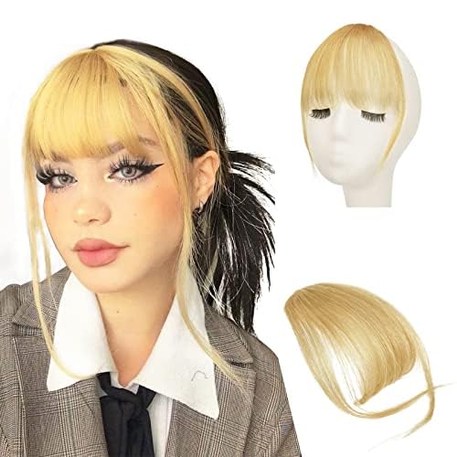 Sofeiyan Pony Clip in 100% Remy Echthaar Fringe Bangs Human Hair Clip in Pony Fringe Extensions Natürliche Bangs with Tempel Haarteile Echthaar Haarverlängerung für Frauen von Sofeiyan