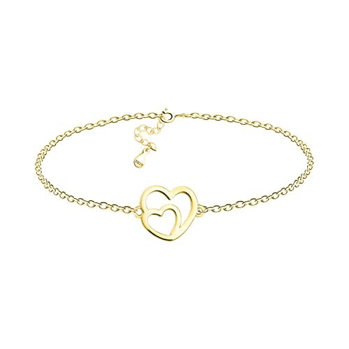 Sofia Milani - Damen Armband 925 Silber - vergoldet/golden - Herz Anhänger - B0337 von Sofia Milani