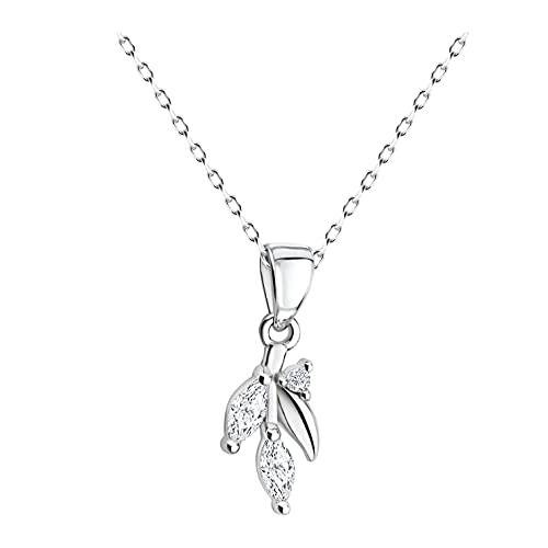 Sofia Milani - Damen Halskette 925 Silber - mit Zirkonia Steinen - Blatt Anhänger - N0389 von Sofia Milani