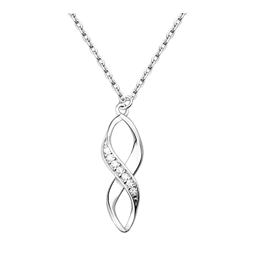 Sofia Milani - Damen Halskette 925 Silber - mit Zirkonia Steinen - Gedrehter Anhänger - N0477 von Sofia Milani