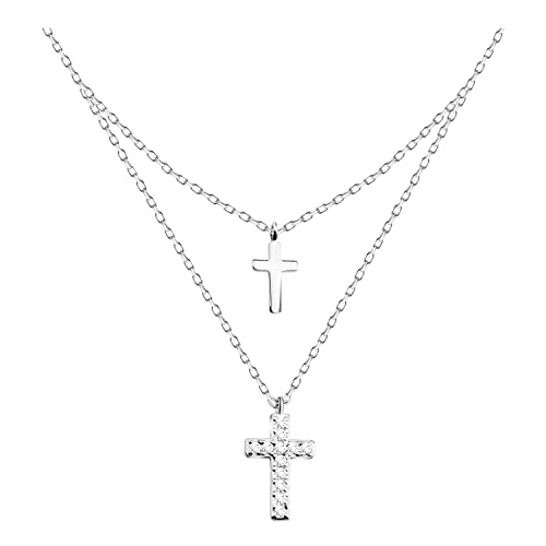 Sofia Milani - Damen Halskette 925 Silber - mit Zirkonia Steinen - Kreuz Anhänger - 50215 von Sofia Milani