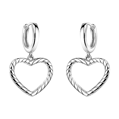 SOFIA MILANI - Damen Ohrringe 925 Silber - Geriffeltes Herz Ohrhänger - E2226 von Sofia Milani