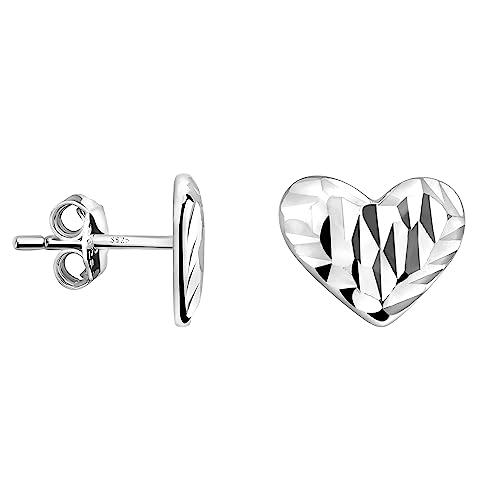SOFIA MILANI - Damen Ohrringe 925 Silber - Geriffeltes Herz Ohrstecker - E2188 von Sofia Milani