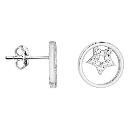 SOFIA MILANI - Damen Ohrringe 925 Silber - mit Zirkonia Stein - Stern Kreis Ohrstecker - 20595 von Sofia Milani