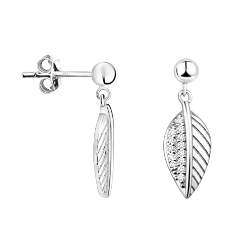 SOFIA MILANI - Damen Ohrringe 925 Silber - mit Zirkonia Steinen - Blatt Kugel Ohrhänger - E1670 von Sofia Milani