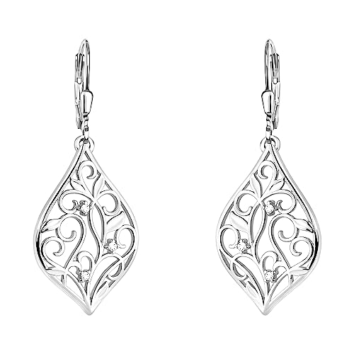 SOFIA MILANI - Damen Ohrringe 925 Silber - mit Zirkonia Steinen - Blatt Ohrhänger - E2070 von Sofia Milani