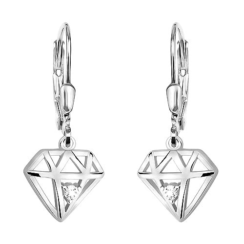 SOFIA MILANI - Damen Ohrringe 925 Silber - mit Zirkonia Steinen - Geometrie Drachen Viereck Ohrhänger - E2240 von Sofia Milani