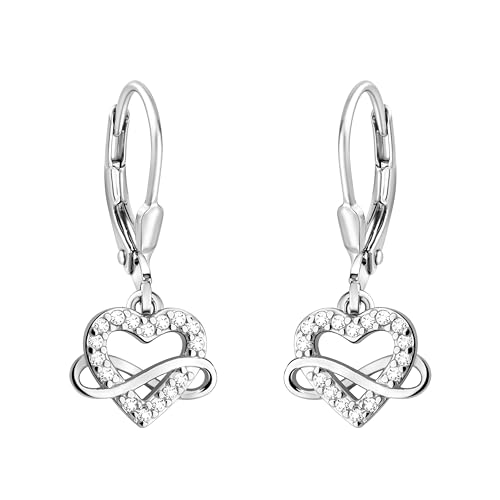 SOFIA MILANI - Damen Ohrringe 925 Silber - mit Zirkonia Steinen - Herz Unendlichkeit Ohrhänger - E2427 von Sofia Milani