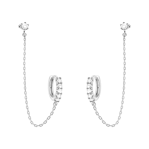 SOFIA MILANI - Damen Ohrringe 925 Silber - mit Zirkonia Steinen - Ketten Creole - E2601 von Sofia Milani