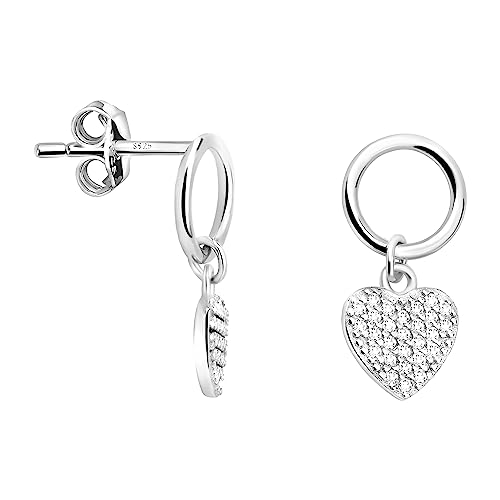 SOFIA MILANI - Damen Ohrringe 925 Silber - mit Zirkonia Steinen - Kreis Herz Ohrhänger - E2016 von Sofia Milani