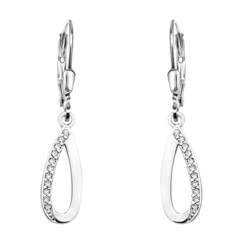 SOFIA MILANI - Damen Ohrringe 925 Silber - mit Zirkonia Steinen - Oval Ohrhänger - E0565 von Sofia Milani