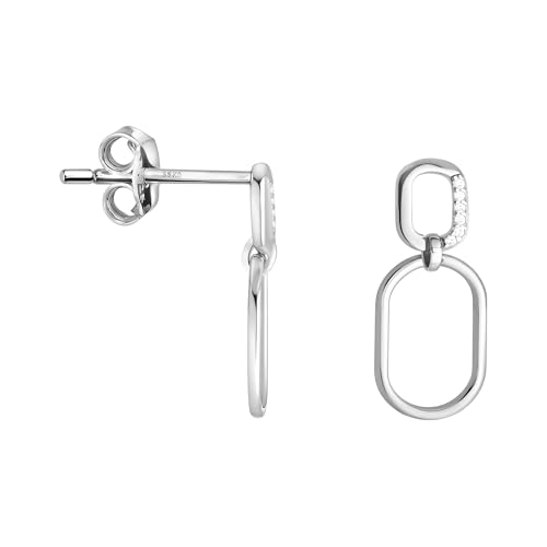 SOFIA MILANI - Damen Ohrringe 925 Silber - mit Zirkonia Steinen - Oval Ohrhänger - E1347 von Sofia Milani