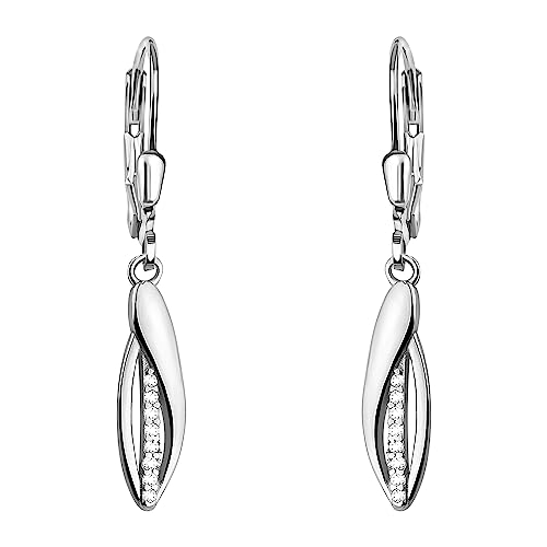 SOFIA MILANI - Damen Ohrringe 925 Silber - mit Zirkonia Steinen - Oval Ohrhänger - E2164 von Sofia Milani
