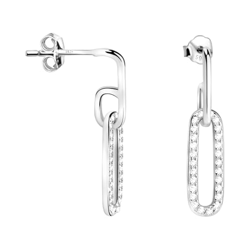 SOFIA MILANI - Damen Ohrringe 925 Silber - mit Zirkonia Steinen - Oval Ohrhänger - E2352 von Sofia Milani