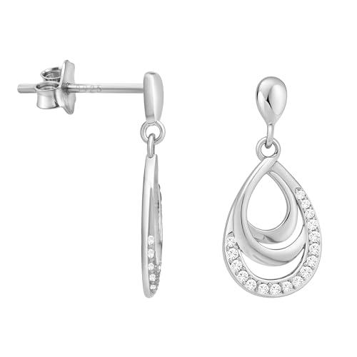 SOFIA MILANI - Damen Ohrringe 925 Silber - mit Zirkonia Steinen - Ovale Ohrhänger - E3100 von Sofia Milani