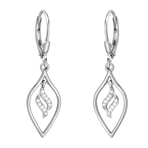 SOFIA MILANI - Damen Ohrringe 925 Silber - mit Zirkonia Steinen - Ovale Welle Ohrhänger - E3092 von Sofia Milani