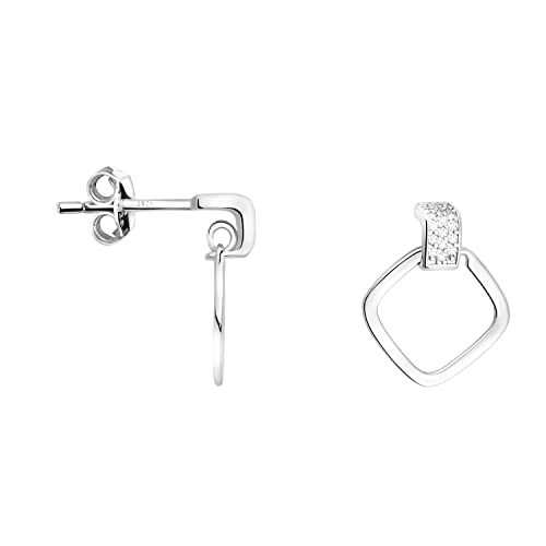 SOFIA MILANI - Damen Ohrringe 925 Silber - mit Zirkonia Steinen - Quadrat Viereck Ohrhänger - E1807 von Sofia Milani