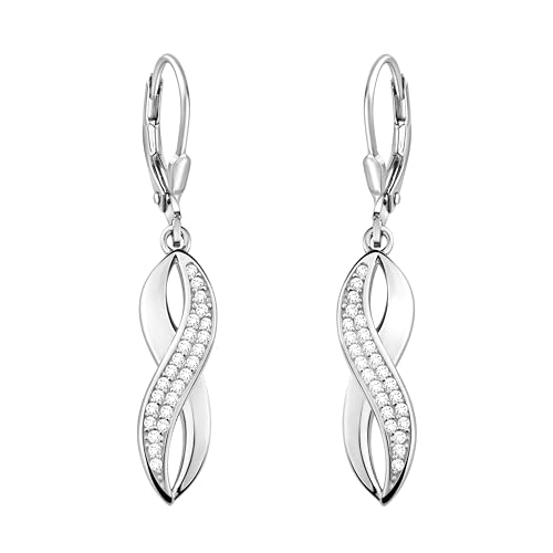 SOFIA MILANI - Damen Ohrringe 925 Silber - mit Zirkonia Steinen - Unendlich Infinity Ohrhänger - E2435 von Sofia Milani