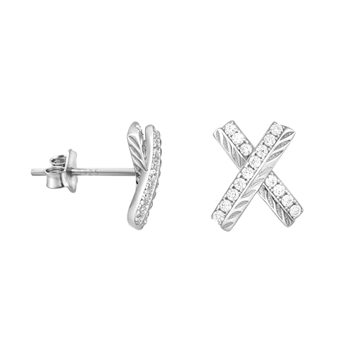 SOFIA MILANI - Damen Ohrringe 925 Silber - mit Zirkonia Steinen - X Ohrstecker - E3096 von Sofia Milani
