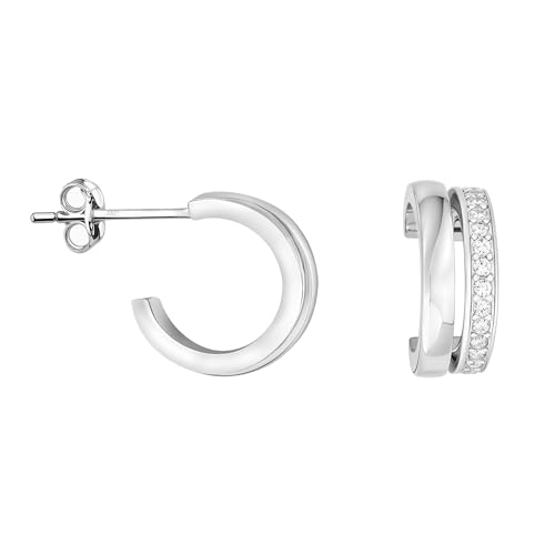 SOFIA MILANI - Damen Ohrringe 925 Silber - mit Zirkonia Steinen - Zwilling Steck Creolen - 21042 von Sofia Milani