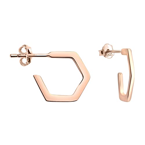 SOFIA MILANI - Damen Ohrringe 925 Silber - rosé vergoldet/golden - Sechseck Hexagon Ohrstecker - E1151 von Sofia Milani