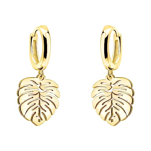 SOFIA MILANI - Damen Ohrringe 925 Silber - vergoldet/golden - Blatt Ohrhänger - E2077 von Sofia Milani