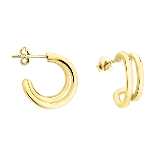 SOFIA MILANI - Damen Ohrringe 925 Silber - vergoldet/golden - Doppelte Steck Creole - E1266 von Sofia Milani